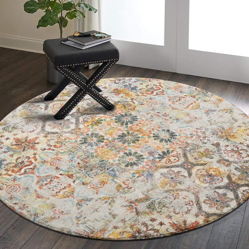 Traditional Vintage Multi Floral Round Area Rug