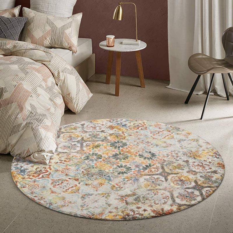 Traditional Vintage Multi Floral Round Area Rug